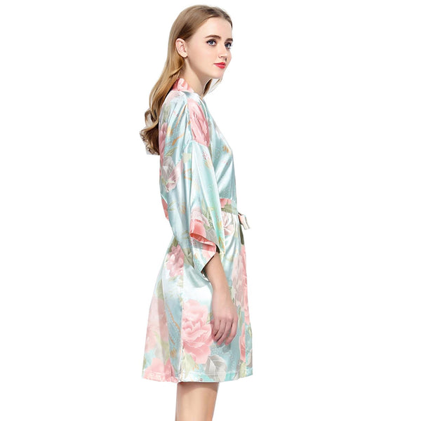 Light Blue - Blossom Floral Kimono Robe