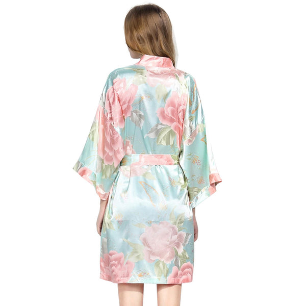 Light Blue - Blossom Floral Kimono Robe