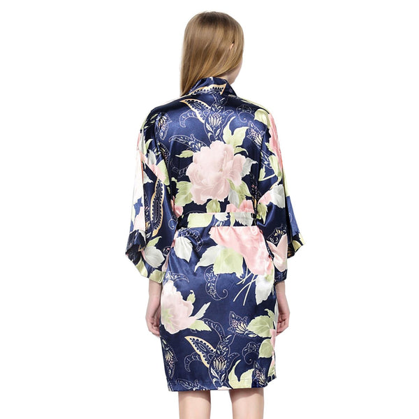 Navy Blue - Blossom Floral Kimono Robe