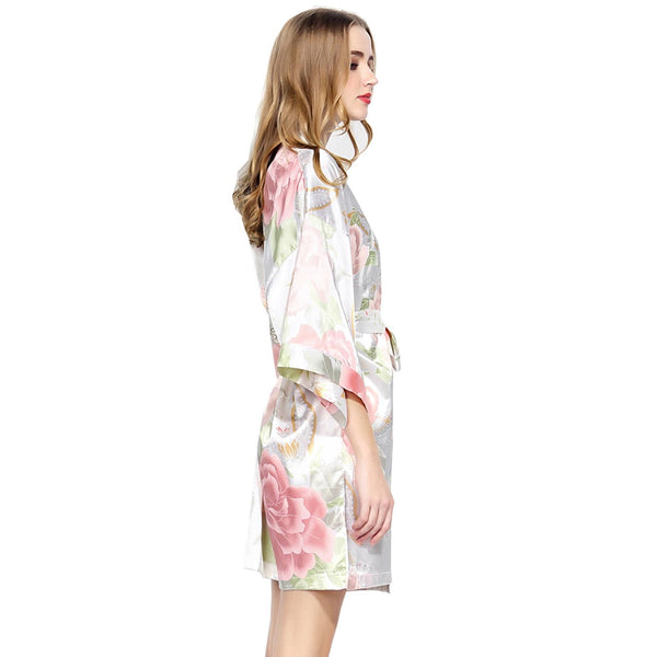 White - Blossom Floral Kimono Robe