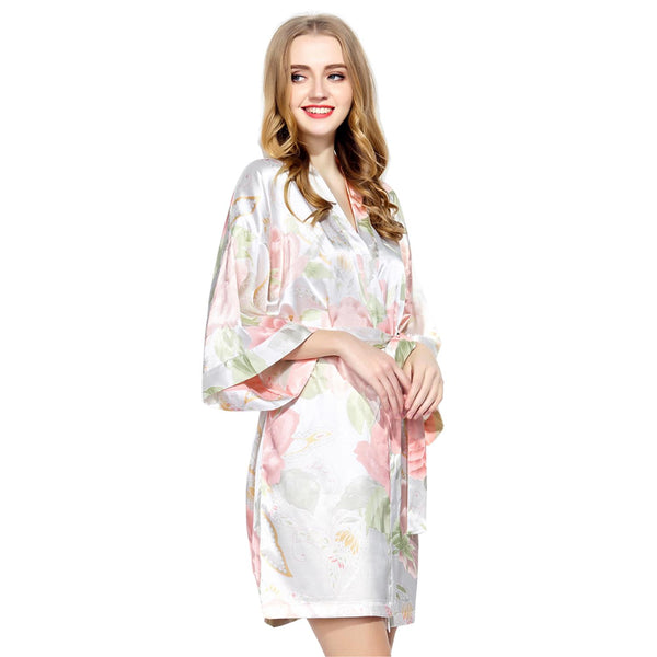 White - Blossom Floral Kimono Robe