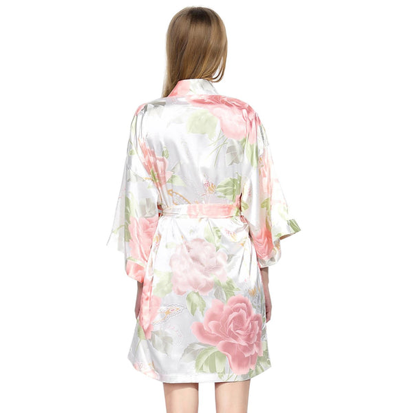 White - Blossom Floral Kimono Robe