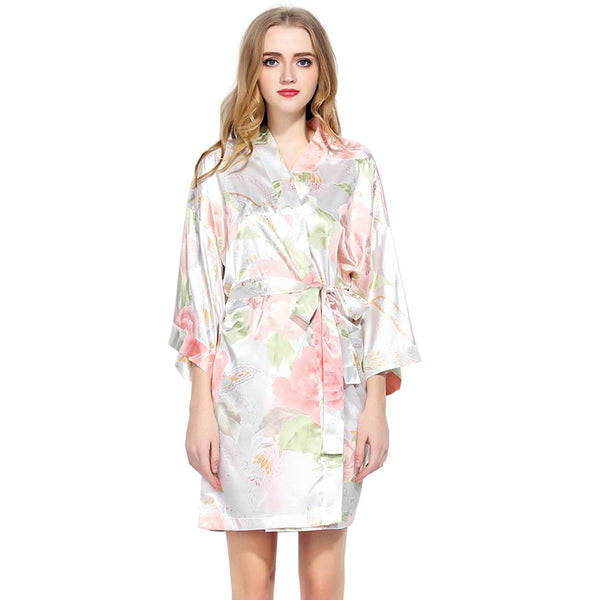 White - Blossom Floral Kimono Robe