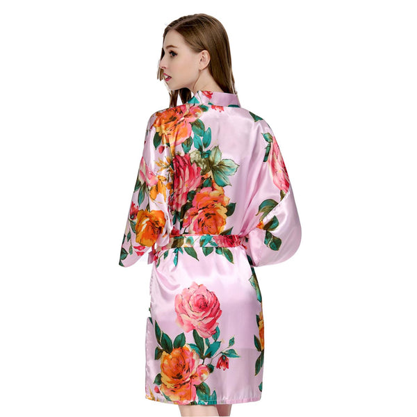 Pink - Watercolor Floral Kimono Robe