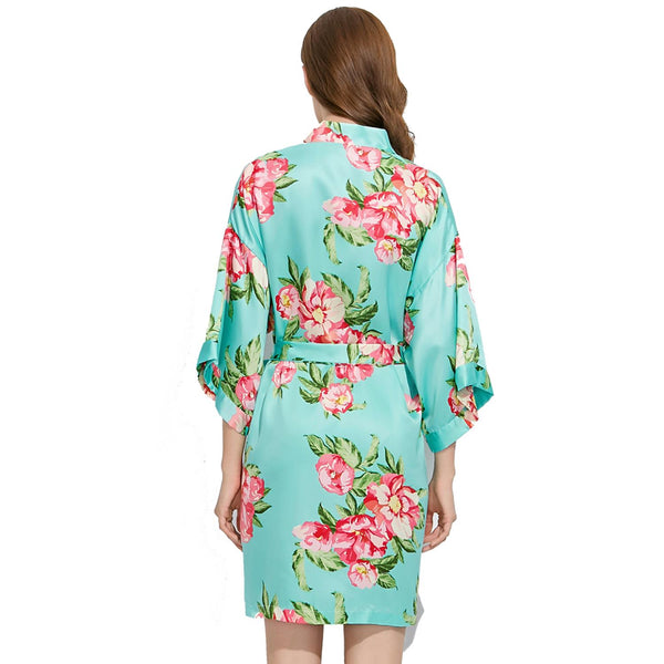 Light Blue - Summer Floral Kimono Robe