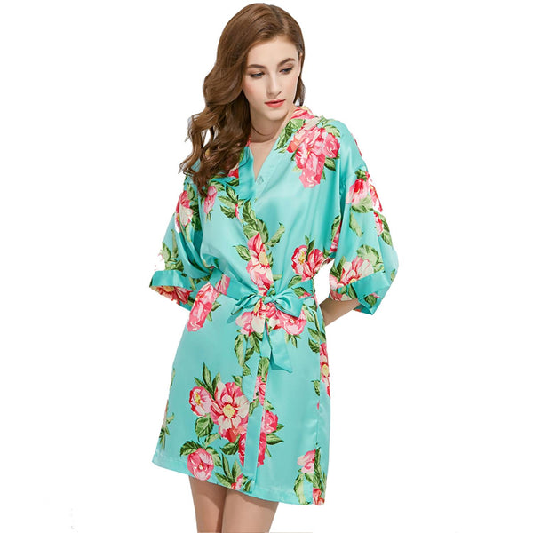 Light Blue - Summer Floral Kimono Robe