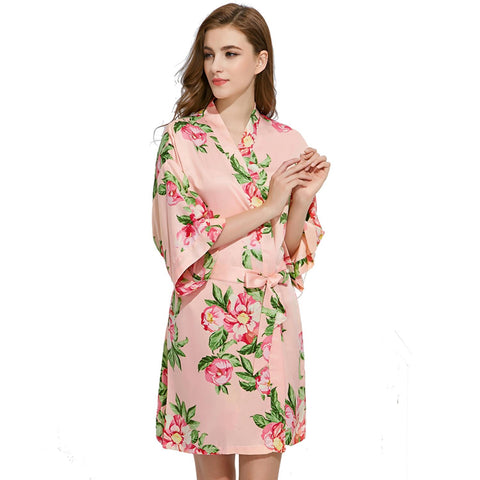 Peach - Summer Floral Kimono Robe