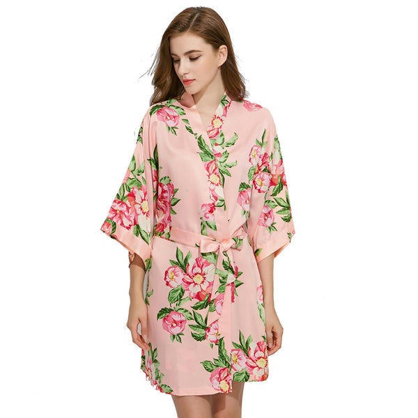 Peach - Summer Floral Kimono Robe