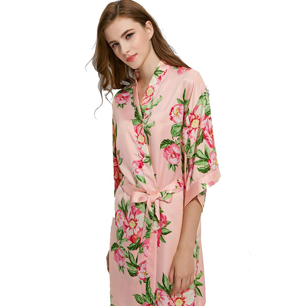 Peach - Summer Floral Kimono Robe