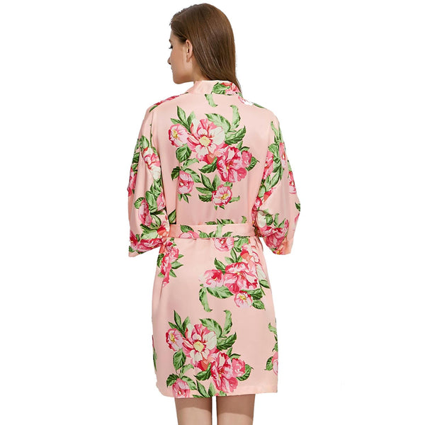 Peach - Summer Floral Kimono Robe