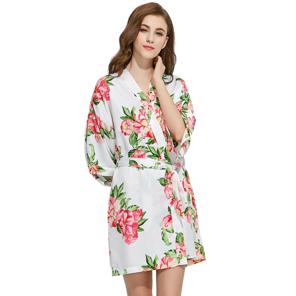 White - Summer Floral Kimono Robe