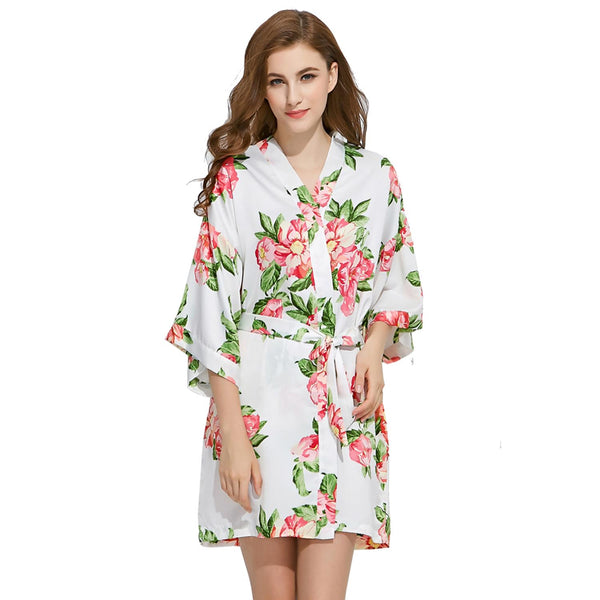 White - Summer Floral Kimono Robe