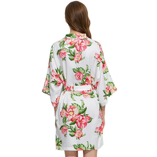 White - Summer Floral Kimono Robe