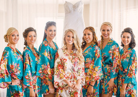 Sets - Bridal Party Floral Satin Kimono Robe