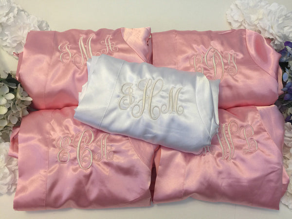 Set of 5 - Bridal Party Bridesmaid Satin Robes