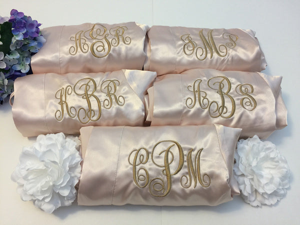 Set of 5 - Bridal Party Bridesmaid Satin Robes