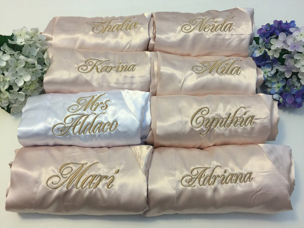 Set of 8 - Bridal Party Bridesmaid Satin Robes