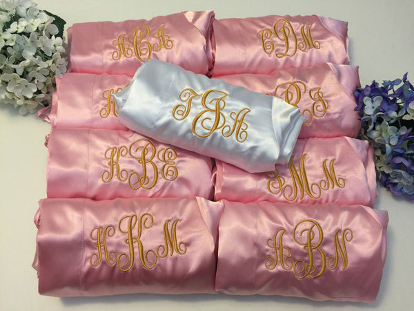 Set of 9 - Bridal Party Bridesmaid Satin Robes