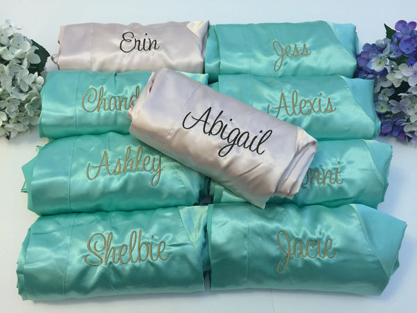 Set of 9 - Bridal Party Bridesmaid Satin Robes