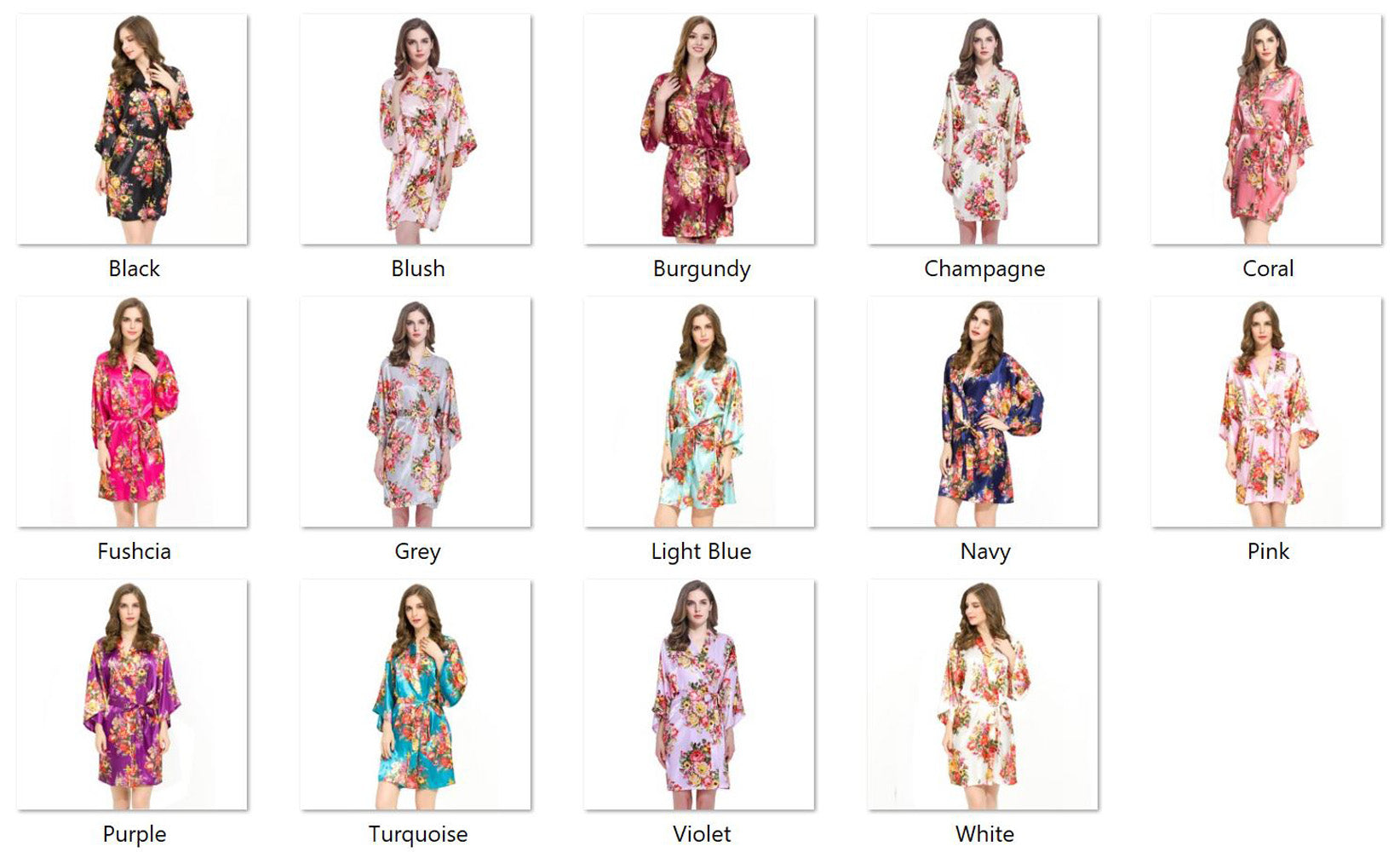 Sets - Bridal Party Floral Satin Kimono Robe