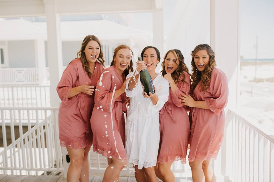 Coral - Premium Matching Lace Bridesmaid Robe
