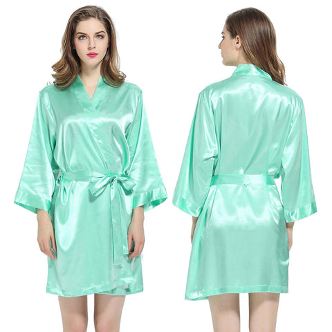 Mint - 3/4 Sleeve Satin Women Robe