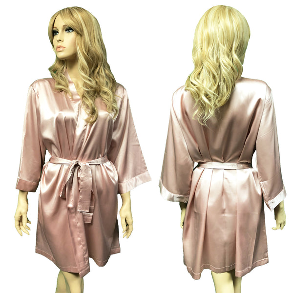 Rose Gold - 3/4 Sleeve Satin Women Robe