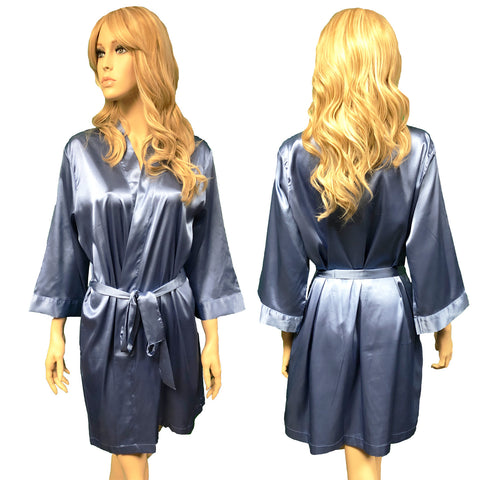 Slate - 3/4 Sleeve Satin Women Robe