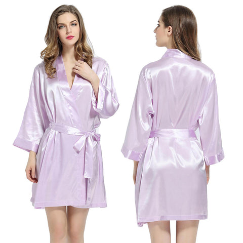 Lilac - 3/4 Sleeve Satin Women Robe