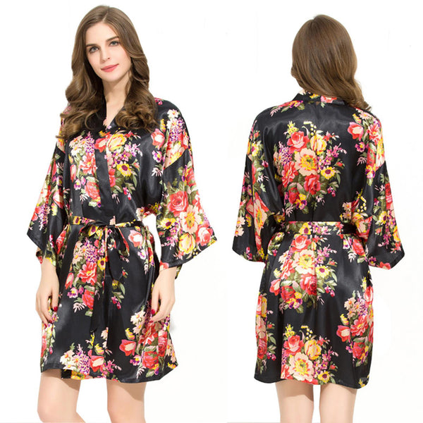 Sets - Bridal Party Floral Satin Kimono Robe