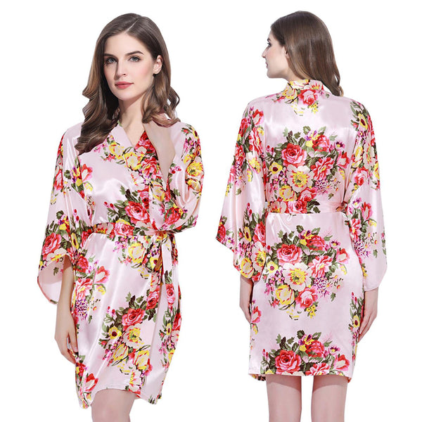 Sets - Bridal Party Floral Satin Kimono Robe