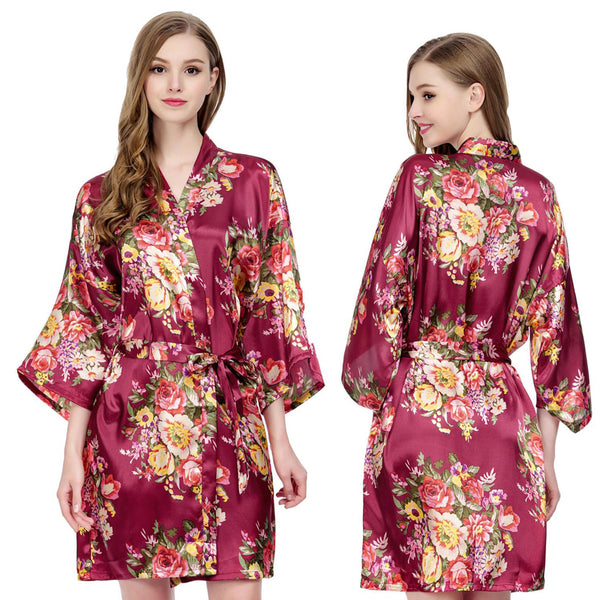 Sets - Bridal Party Floral Satin Kimono Robe