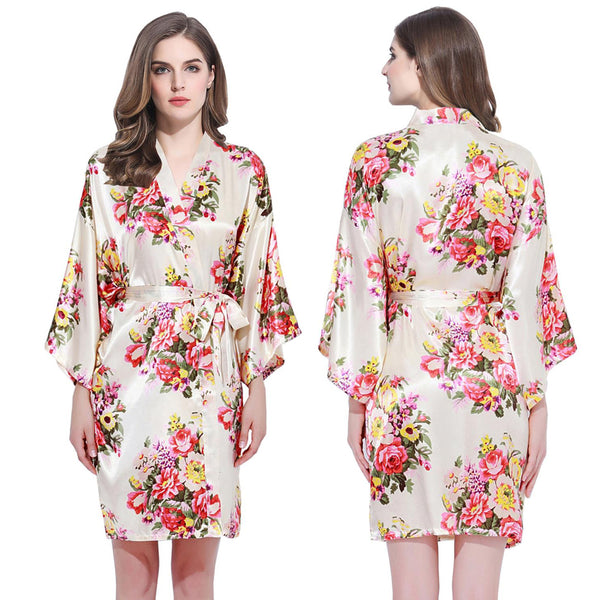 Sets - Bridal Party Floral Satin Kimono Robe