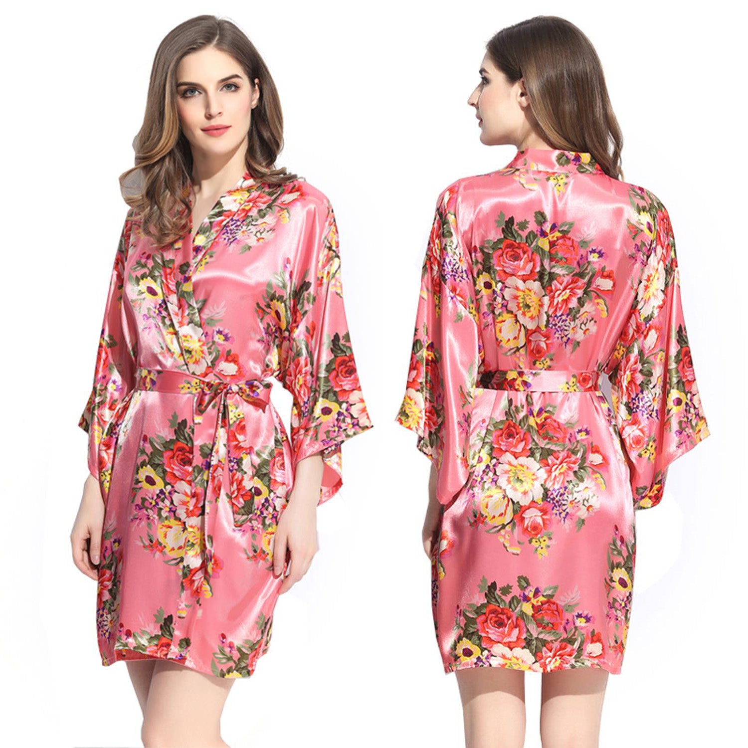 Sets - Bridal Party Floral Satin Kimono Robe