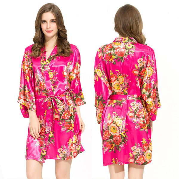 Sets - Bridal Party Floral Satin Kimono Robe