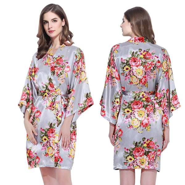 Sets - Bridal Party Floral Satin Kimono Robe