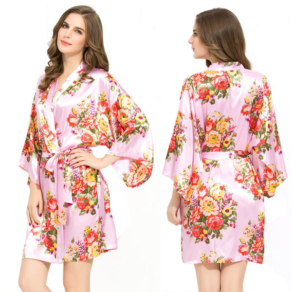 Sets - Bridal Party Floral Satin Kimono Robe