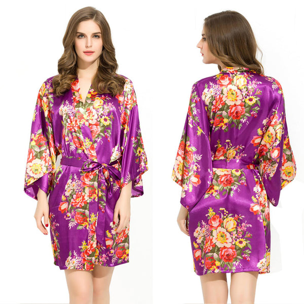 Sets - Bridal Party Floral Satin Kimono Robe