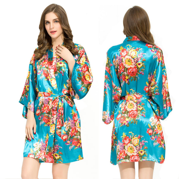 Sets - Bridal Party Floral Satin Kimono Robe