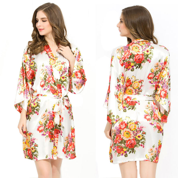 Sets - Bridal Party Floral Satin Kimono Robe