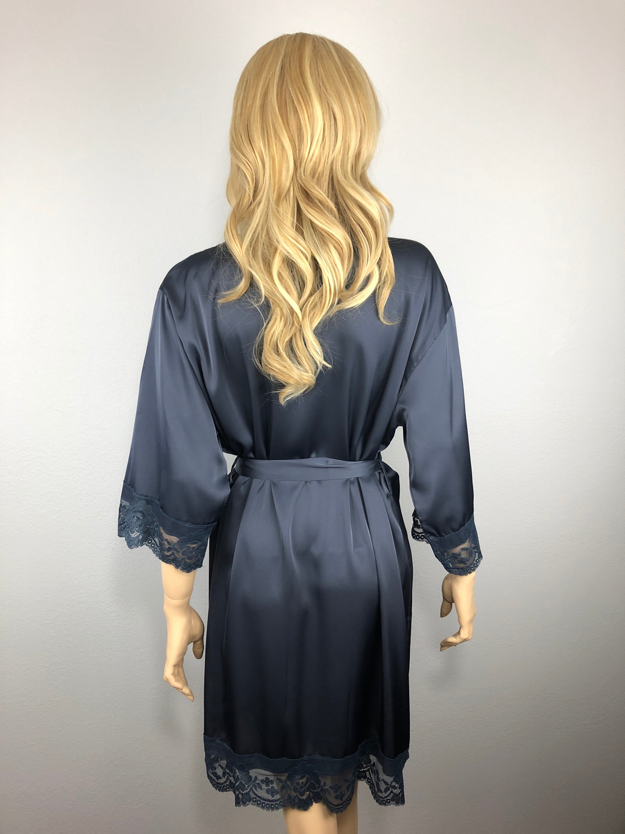 Blue Grey - Premium Matching Lace Bridesmaid Robe