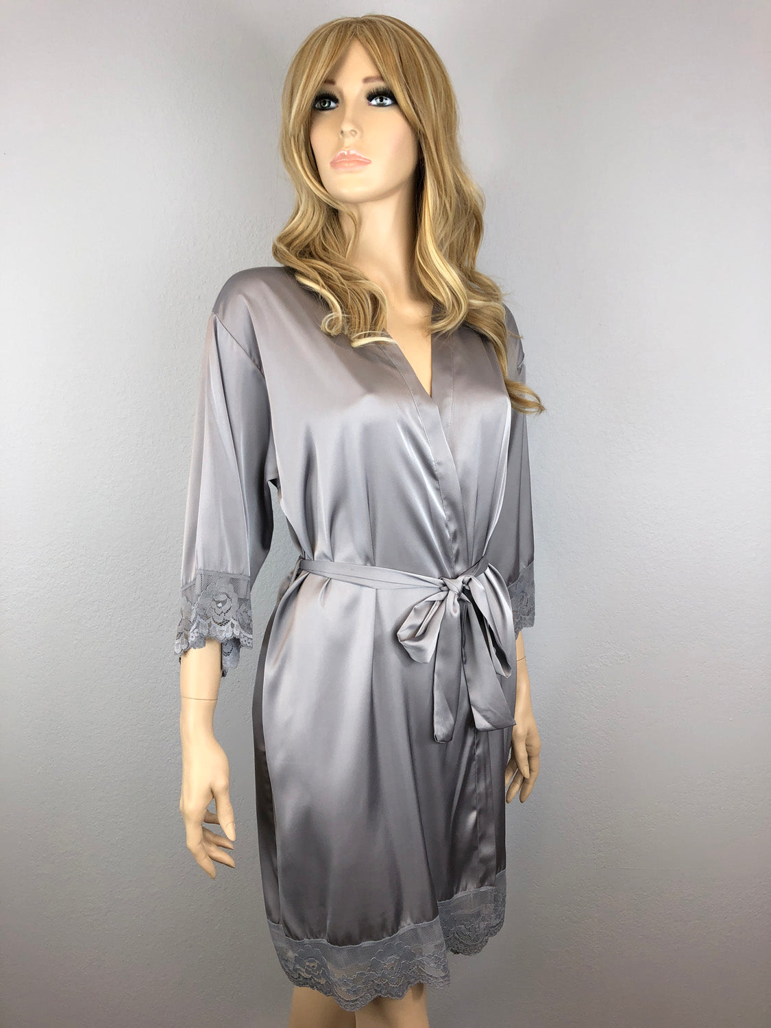 Grey - Premium Matching Lace Bridesmaid Robe