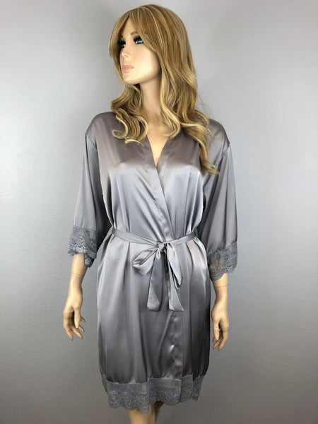 Grey - Premium Matching Lace Bridesmaid Robe