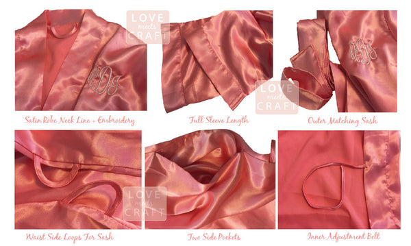 Set of 8 - Bridal Party Bridesmaid Satin Robes