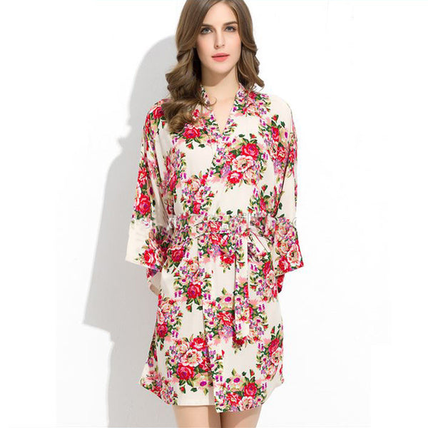 Sets - Bridal Party Floral Cotton Kimono Robe